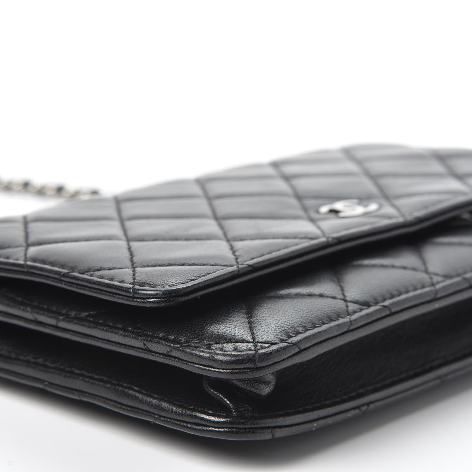 Chanel Lambskin Quilted Wallet On Chain WOC Black 5 of 11