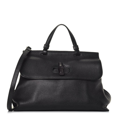 Gucci Cellarius Calfskin Medium Bamboo Daily Top Handle Bag Black 1 of 9