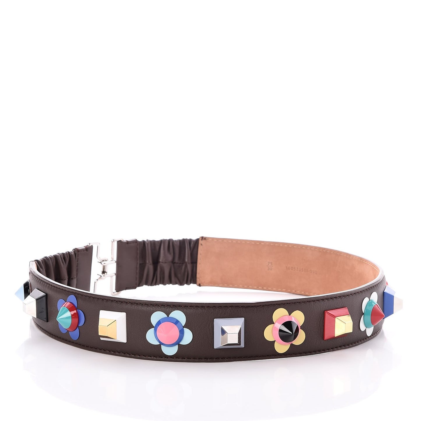 Calfskin Studded Belt 75 30 Brown Multicolor
