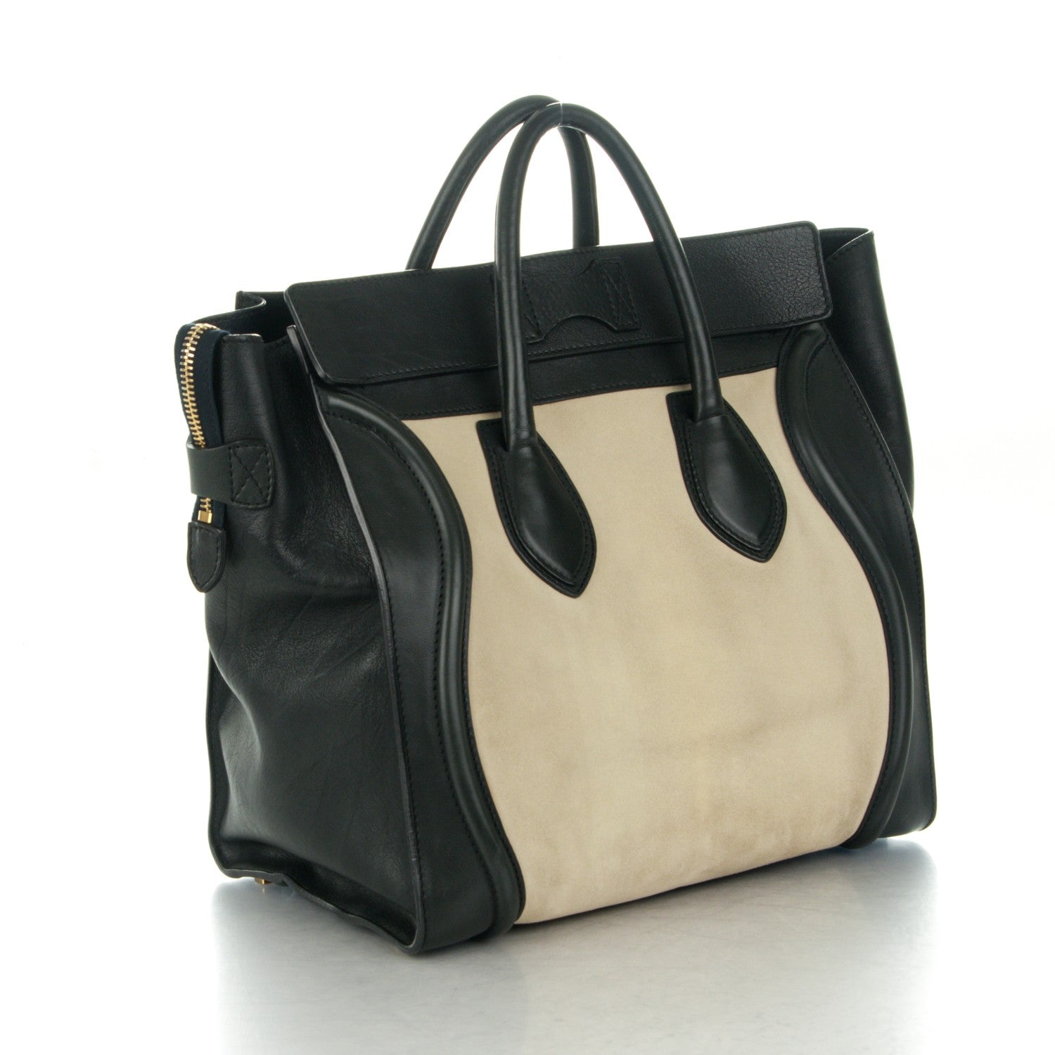 Celine Smooth Calfskin Suede Small Luggage Cream 3 of 9