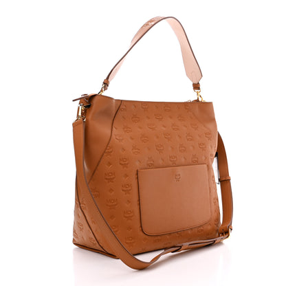 MCM Calfskin Ottomar Monogram Large Klara Hobo Cognac 3 of 10