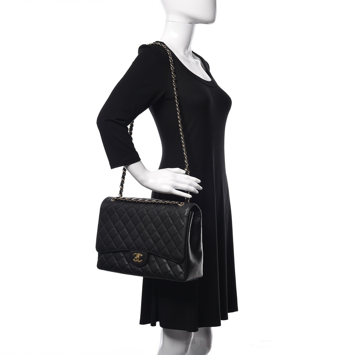 Chanel Caviar Quilted Maxi Single Flap Black 2 of 10