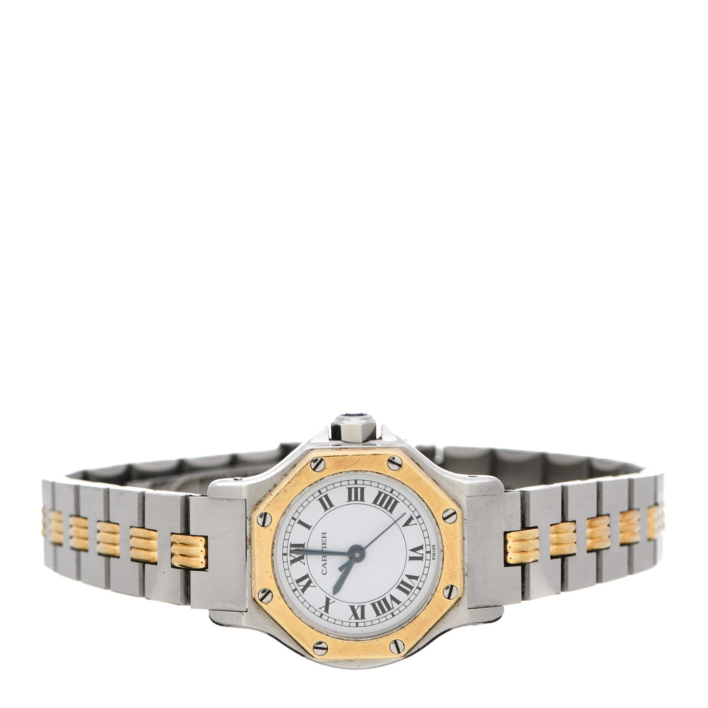 Stainless Steel 18K Yellow Gold 25mm Santos Octagon Automatic Watch