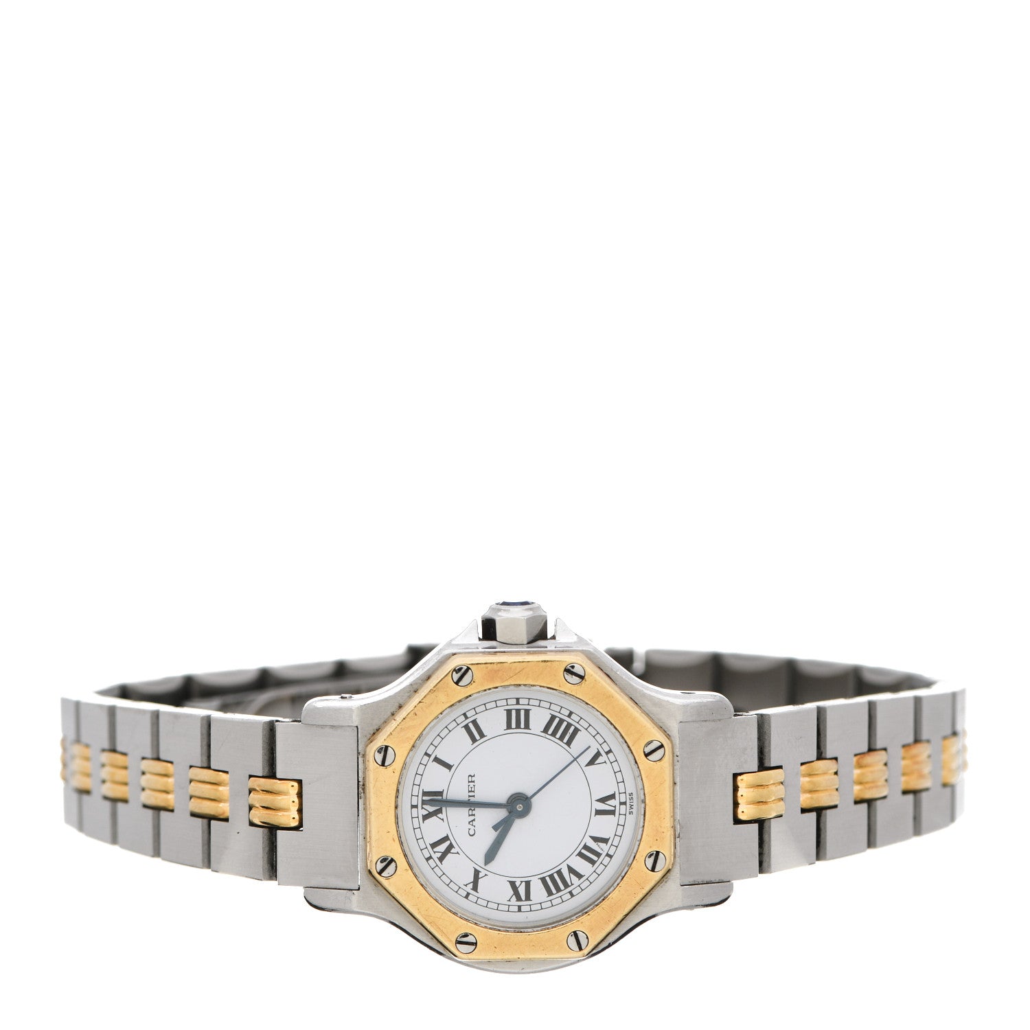 Cartier Stainless Steel 18K Yellow Gold 25mm Santos Octagon Automatic Watch 2 of 7