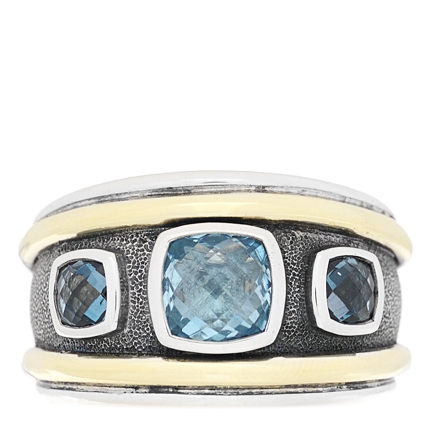 Sterling Silver 14K Yellow Gold Blue Topaz Renaissance Ring 53 6.5