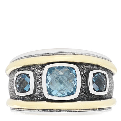 David Yurman Sterling Silver 14K Yellow Gold Blue Topaz Renaissance Ring 53 6.5 1 of 4