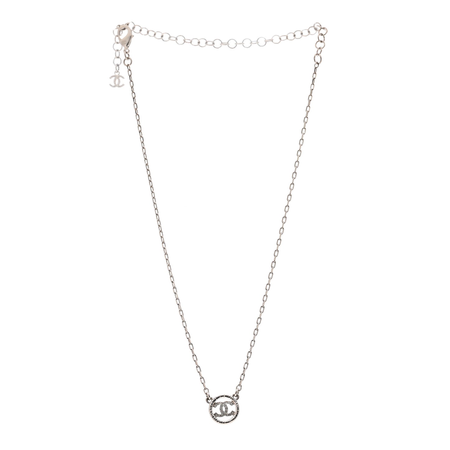 Crystal CC Chain Short Necklace Silver