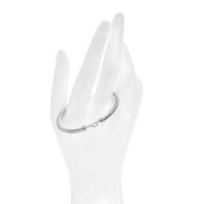 David Yurman Sterling Silver 18K Yellow Gold 4mm Cable Buckle Bracelet 2 of 4