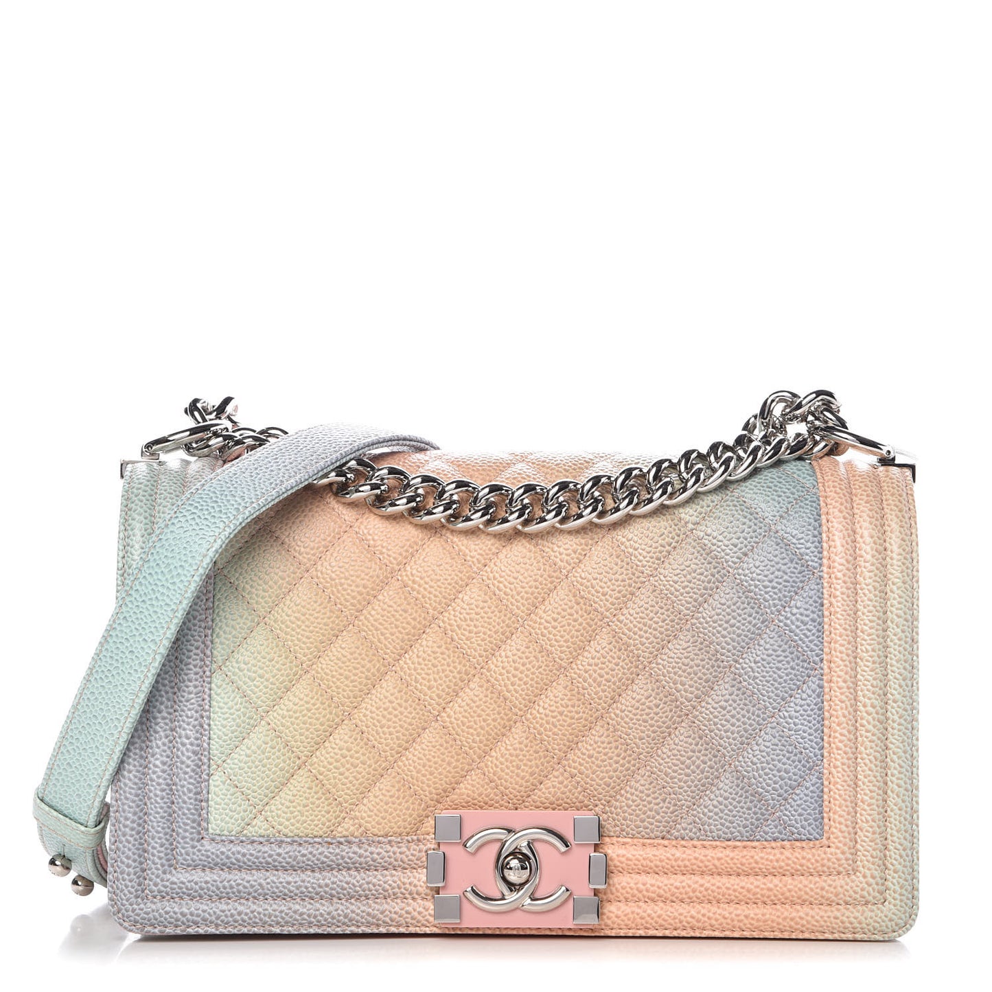 Caviar Quilted Medium Rainbow Boy Flap Multicolor