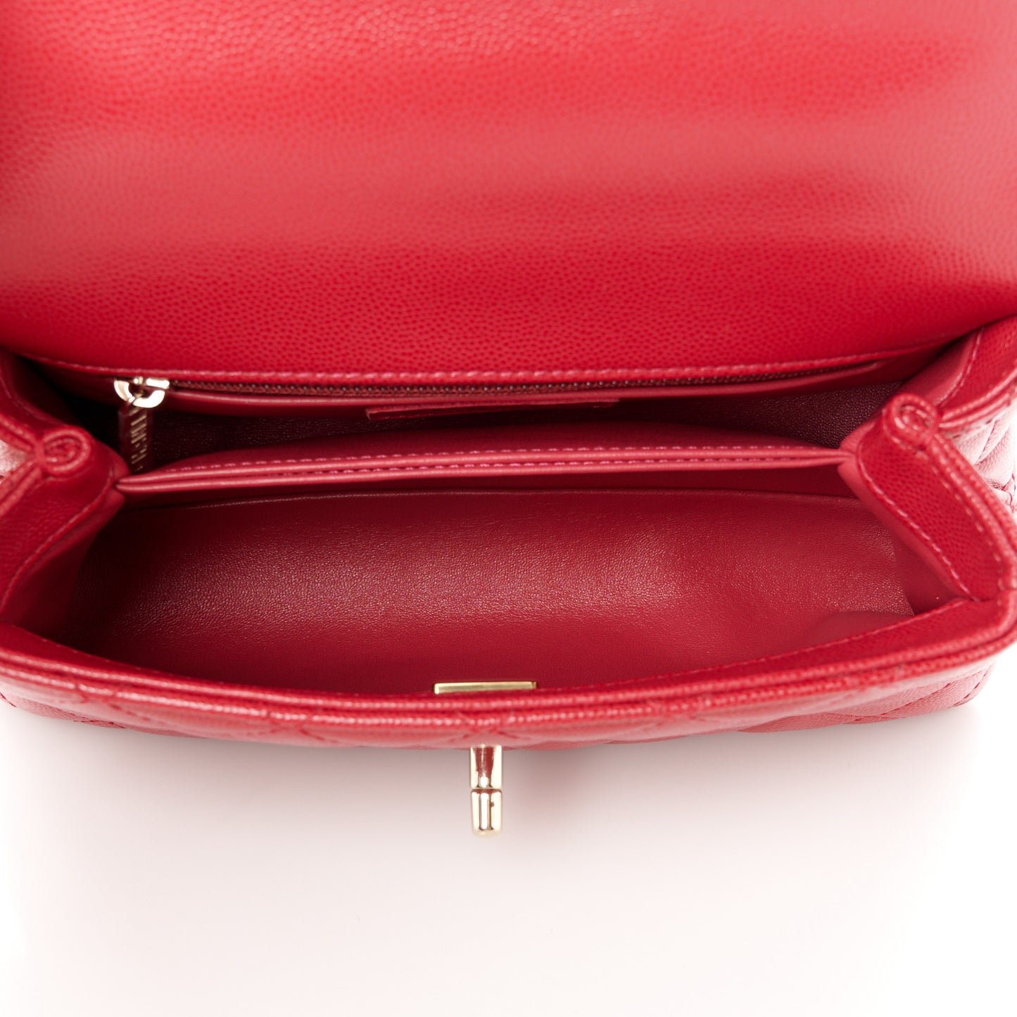 Caviar Quilted Mini Coco Handle Flap Red