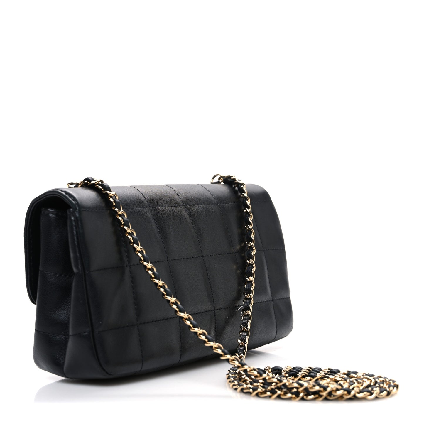 Lambskin Quilted Mini Chocolate Bar Flap Black