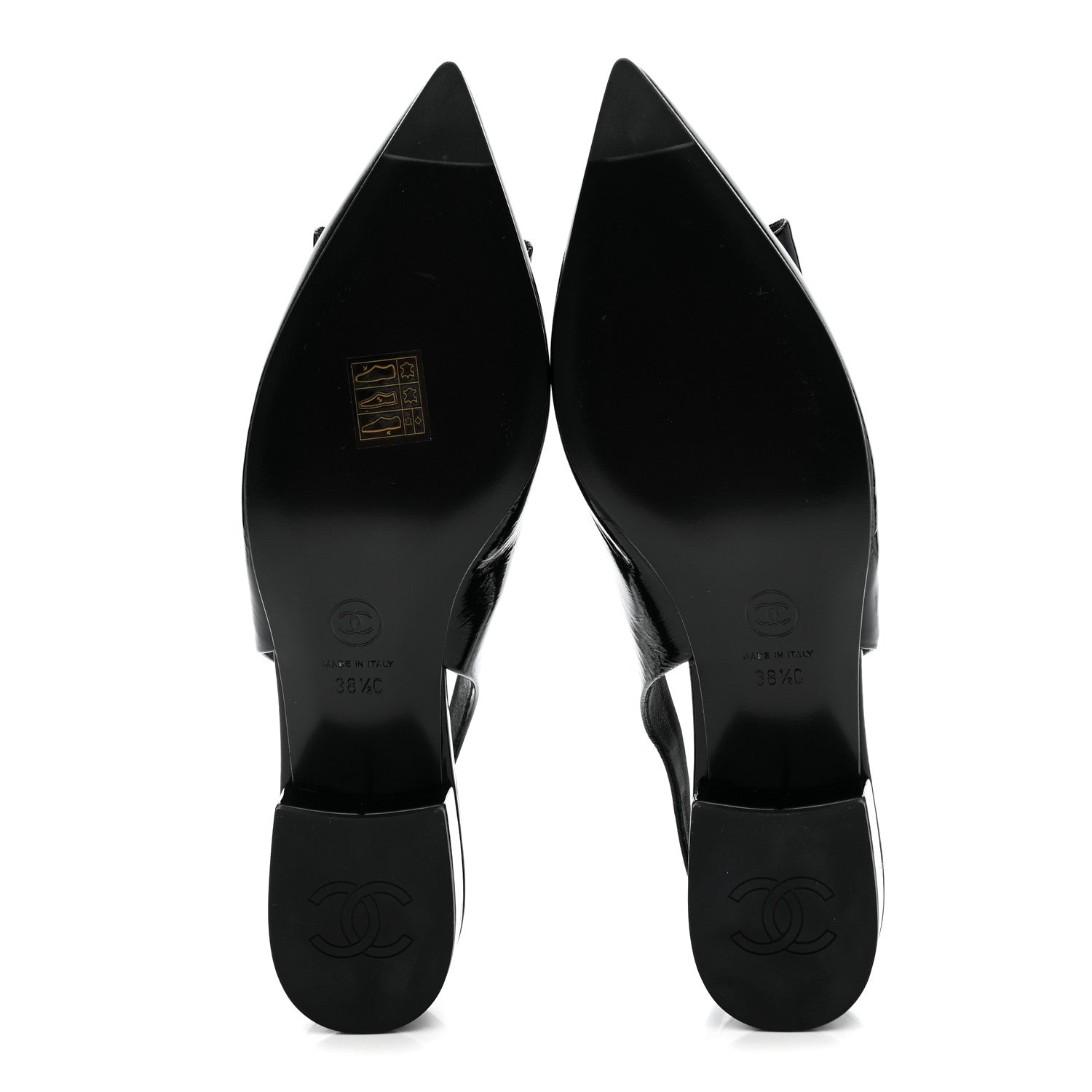 Chanel Crumpled Patent Calfskin CC Bow Slingback Pumps 38.5 Black 6 of 11