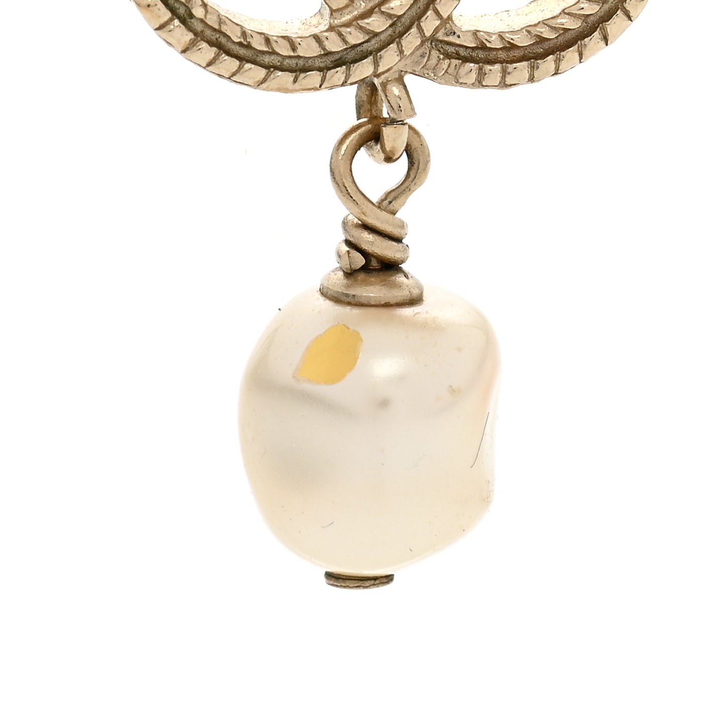 Crystal Twisted CC Drop Necklace Gold