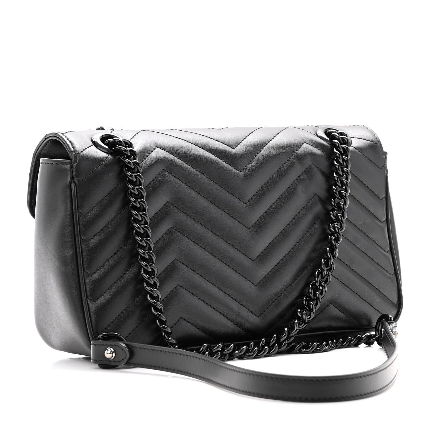 Calfskin Matelasse Monochrome Small GG Marmont Shoulder Bag Black