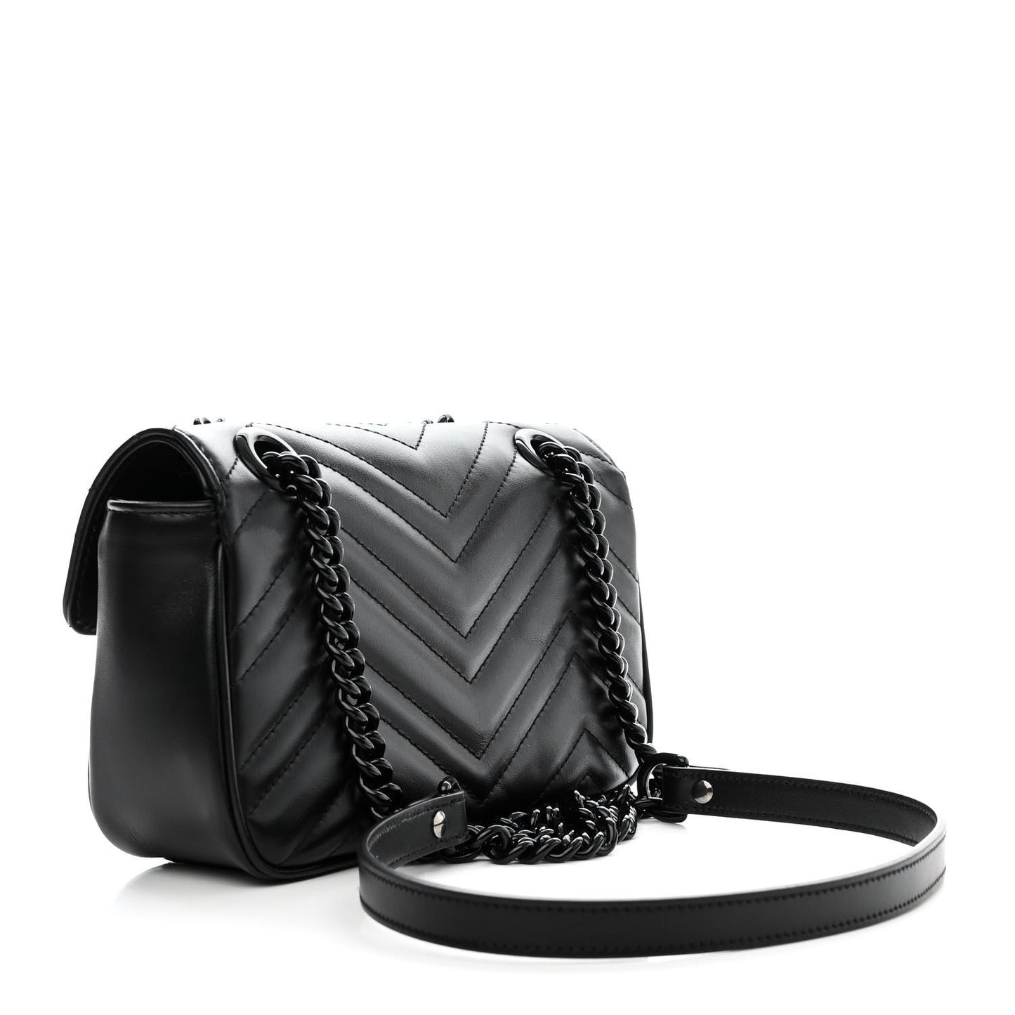Calfskin Matelasse Monochrome Mini GG Marmont Shoulder Bag Black