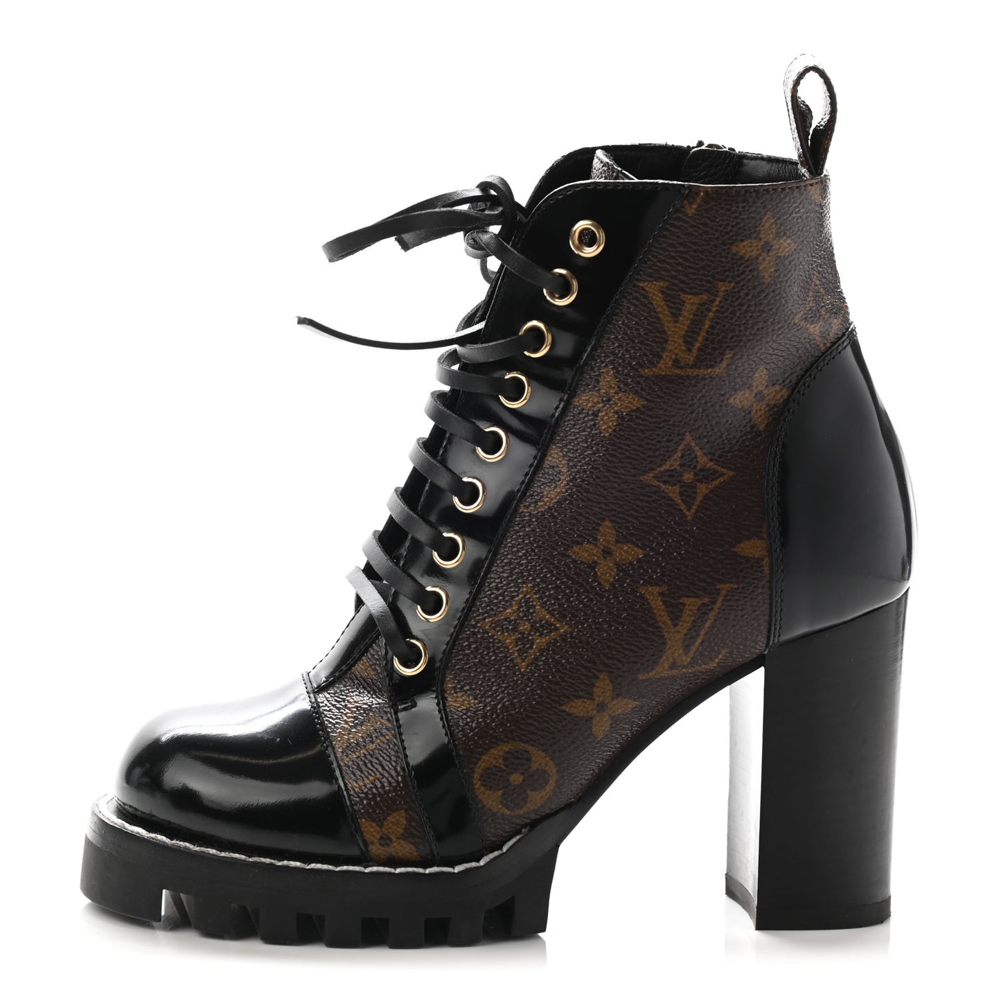 Patent Calfskin Monogram Star Trail Ankle Boots 35 Black