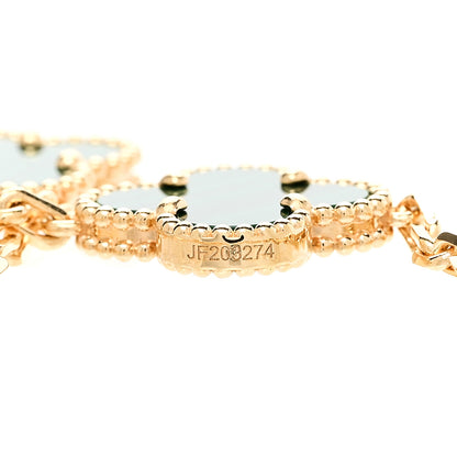 Van Cleef & Arpels 18K Yellow Gold Malachite 10 Motifs Vintage Alhambra Necklace 5 of 6