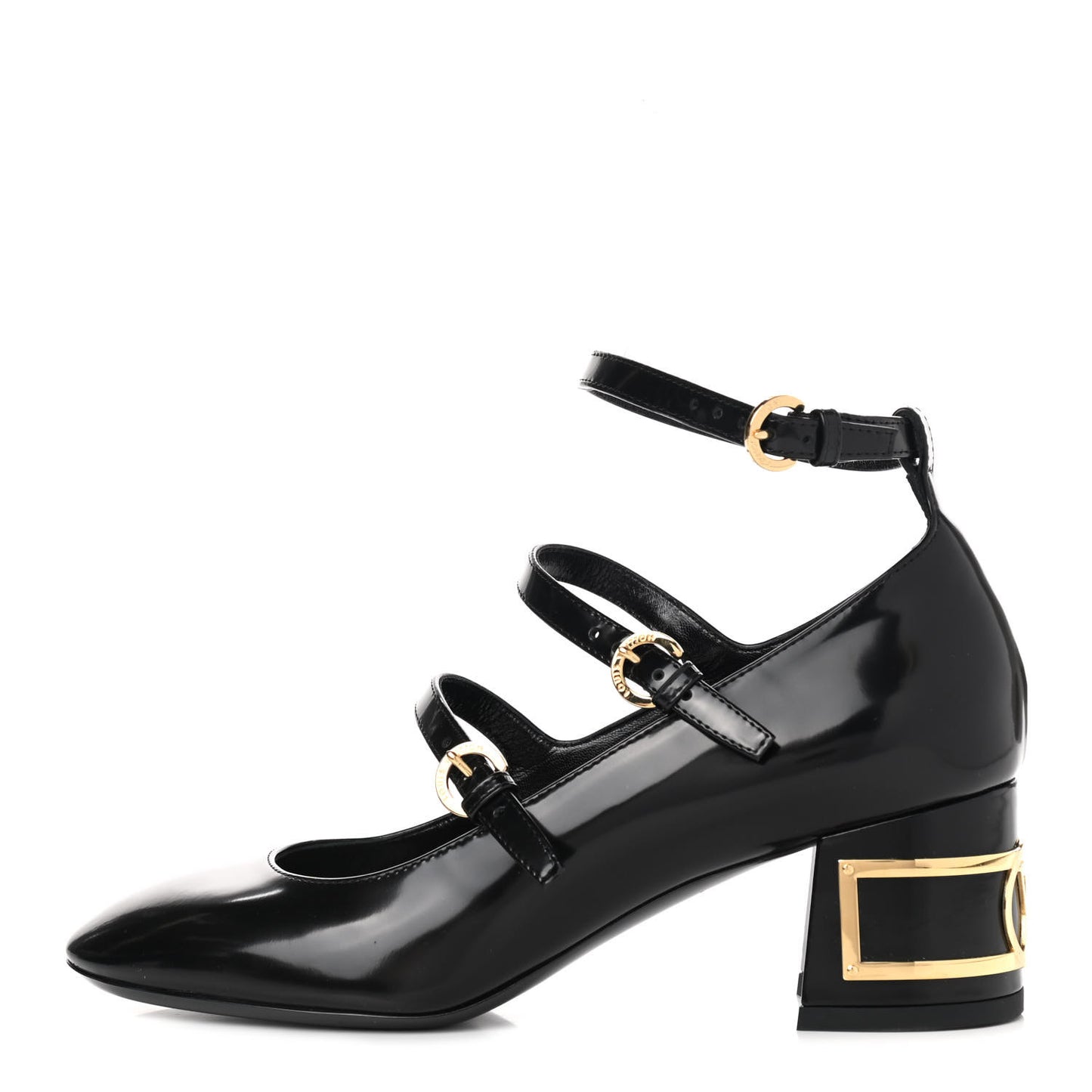 Glazed Calfskin Bliss Multistrap Pumps 37 Black