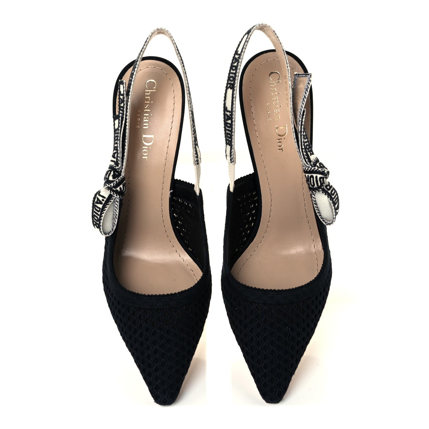 Mesh Fabric Ribbon J'Adior Slingback 100mm Pumps 40 Black
