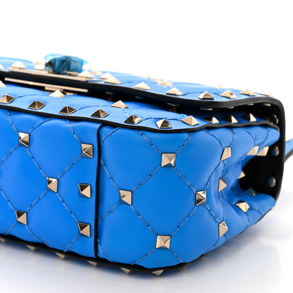Valentino Garavani Calfskin Mini Rockstud Spike Shoulder Bag Azzurro Fluo 9 of 9