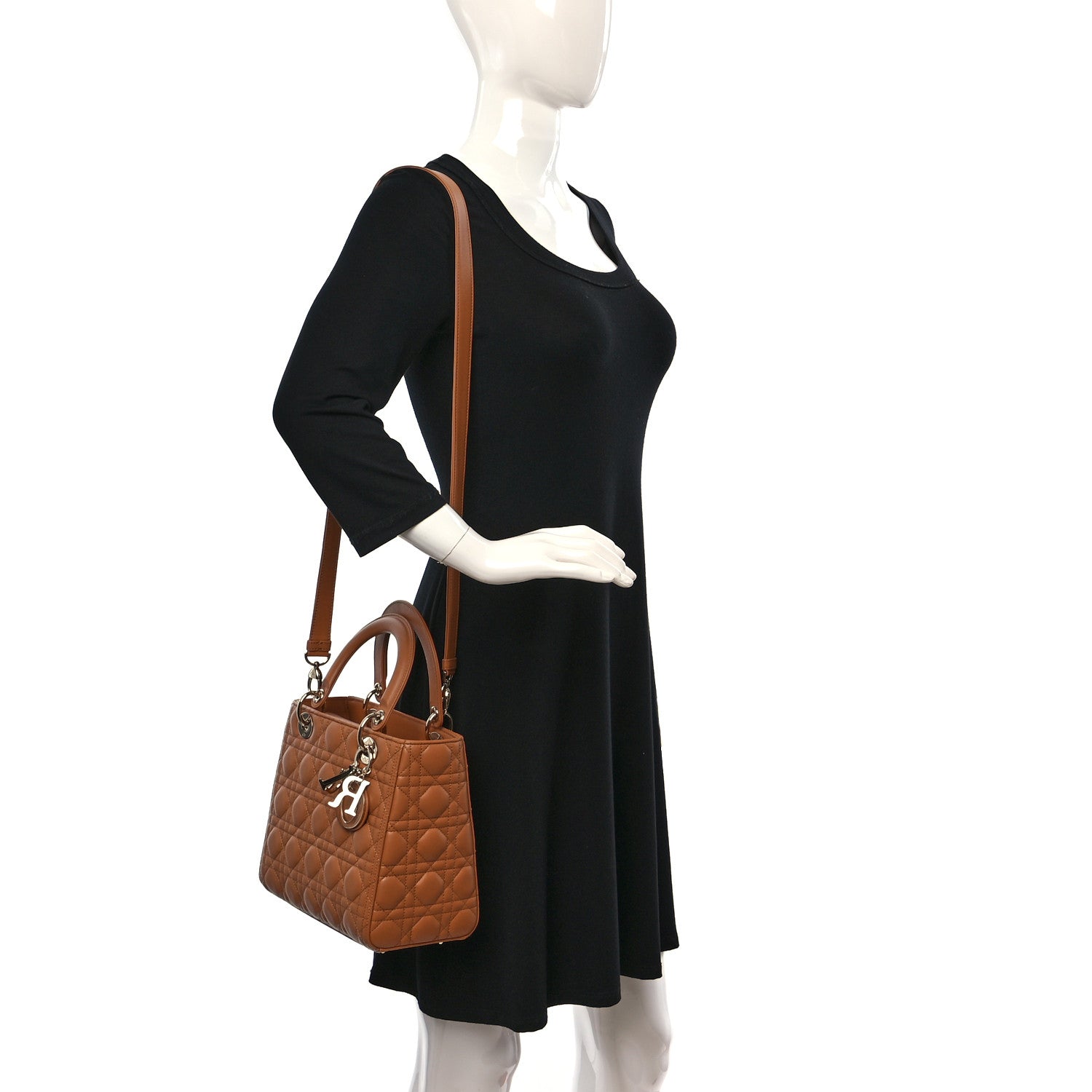 Christian Dior Lambskin Cannage Medium Lady Dior Amber 2 of 8