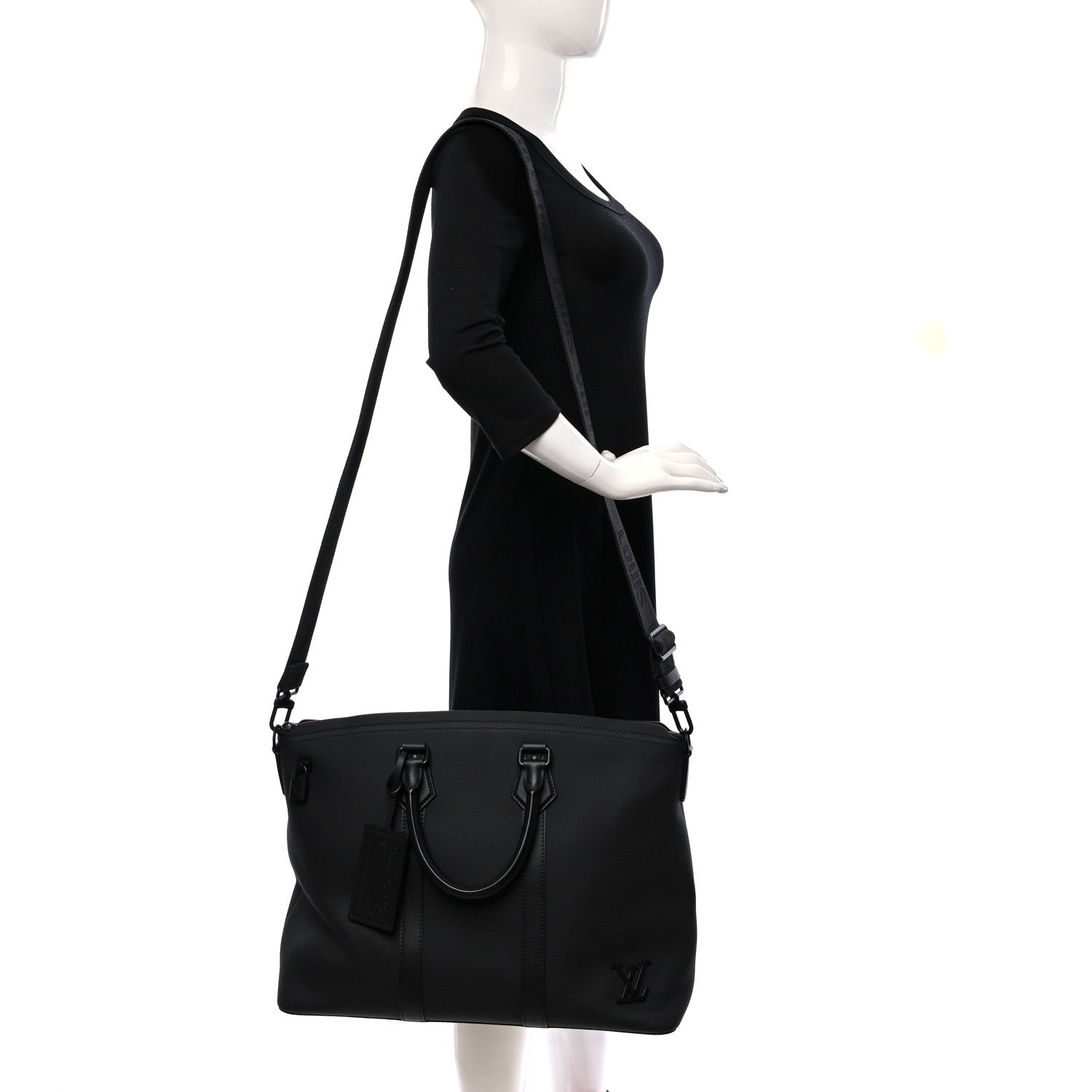 Louis Vuitton Calfskin Aerogram Lockit Tote Black 3 of 10