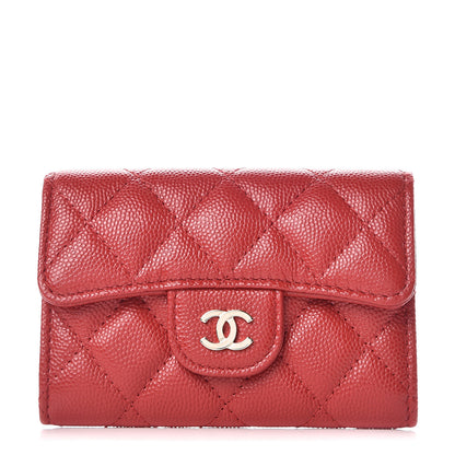 Chanel Caviar Quilted Flap Card Holder Dark Red 1 of 10