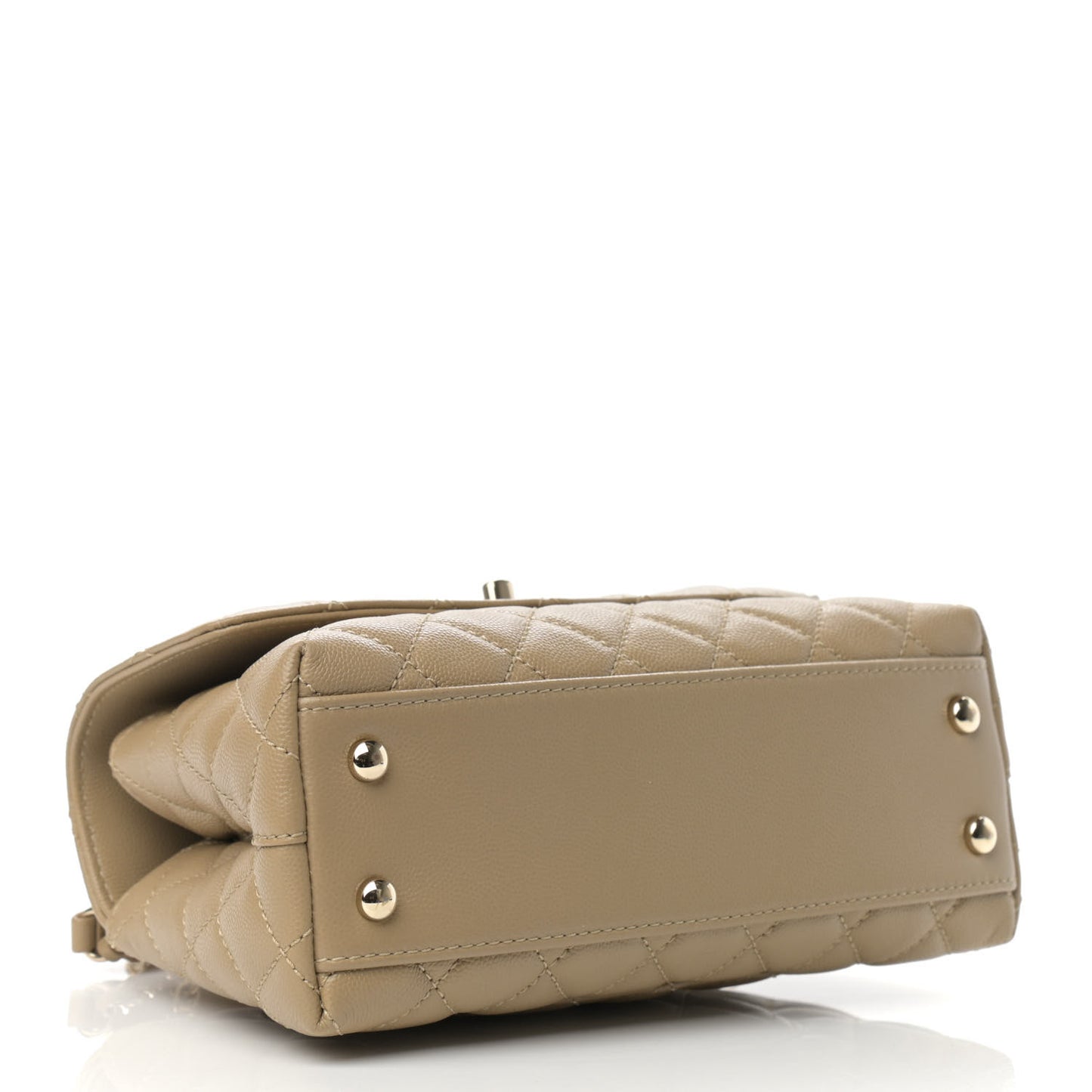 Caviar Lizard Embossed Quilted Mini Coco Handle Flap Dark Beige