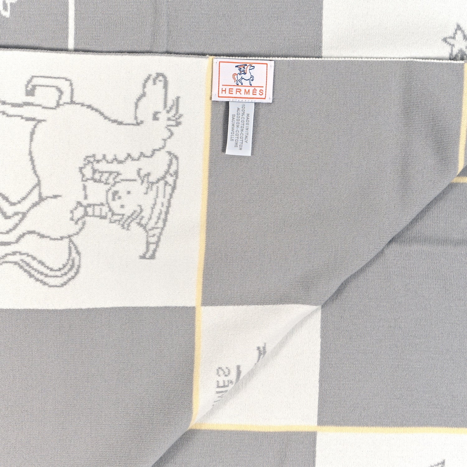 Hermes Wool Cashmere Cabriole Blanket Gris Perle 3 of 3