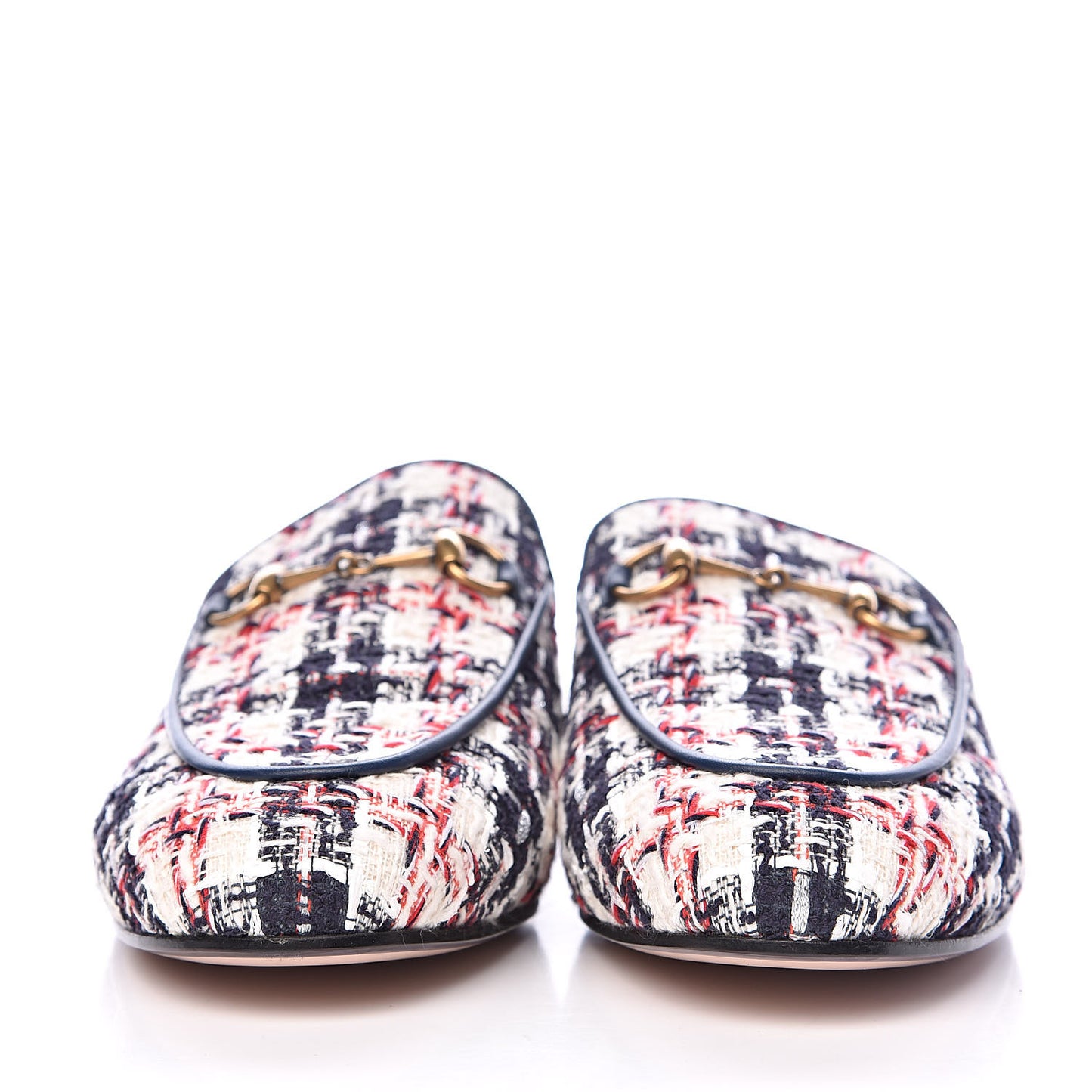 Tweed Check Womens Princetown Slippers 40 Gardenia Ink Blue Agata