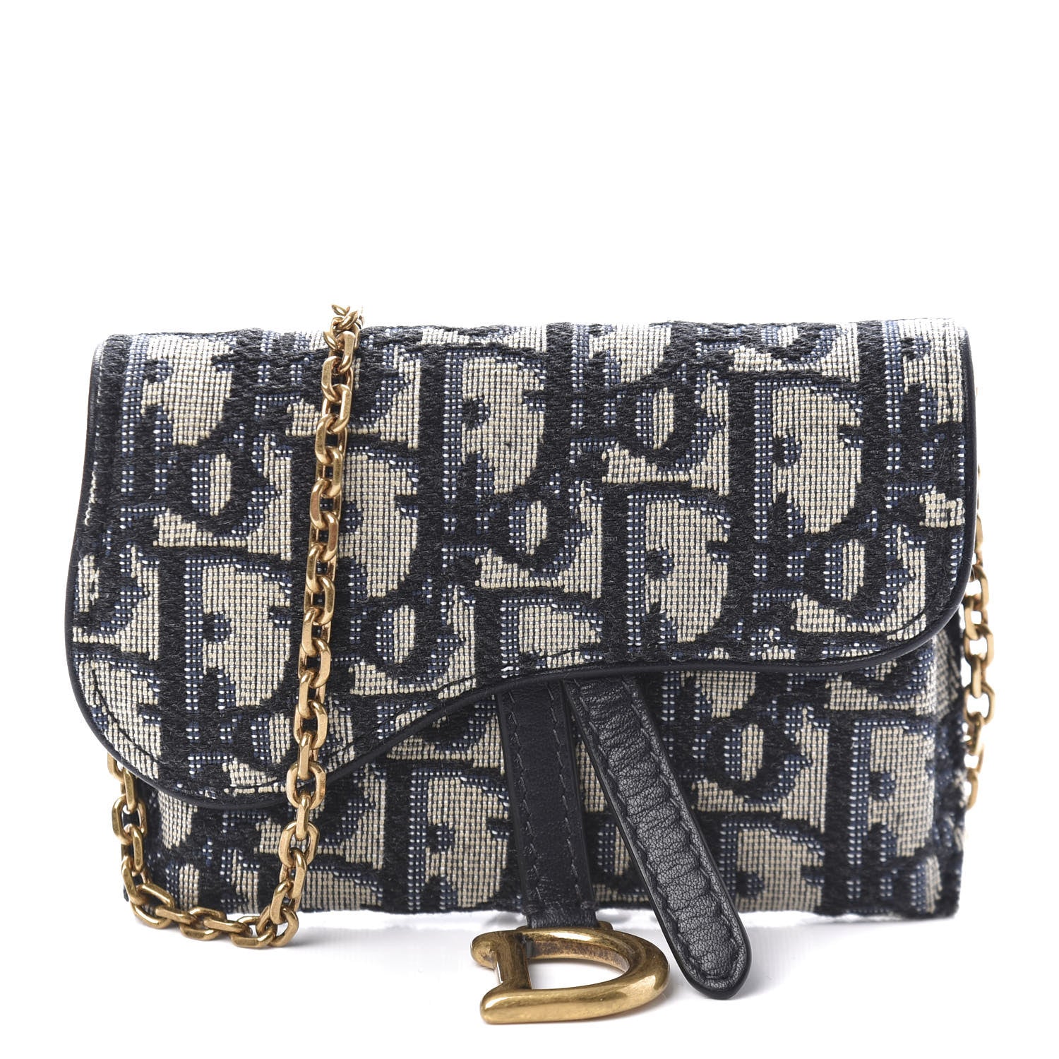 Christian Dior Oblique Nano Saddle Chain Pouch Blue 1 of 10