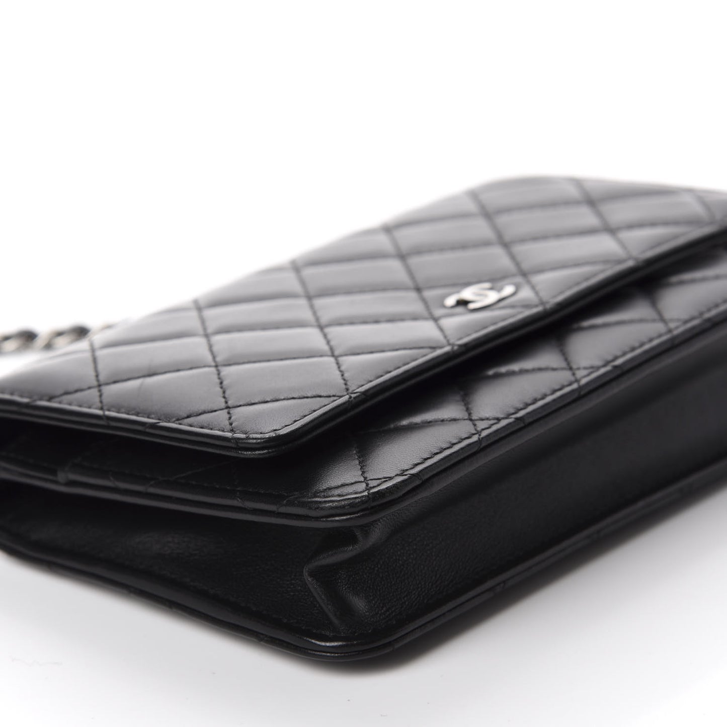 Lambskin Quilted Wallet On Chain WOC Black