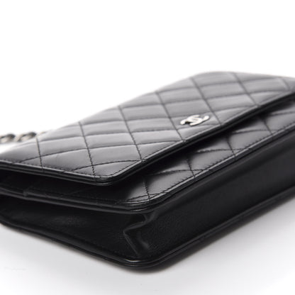 Chanel Lambskin Quilted Wallet On Chain WOC Black 6 of 14