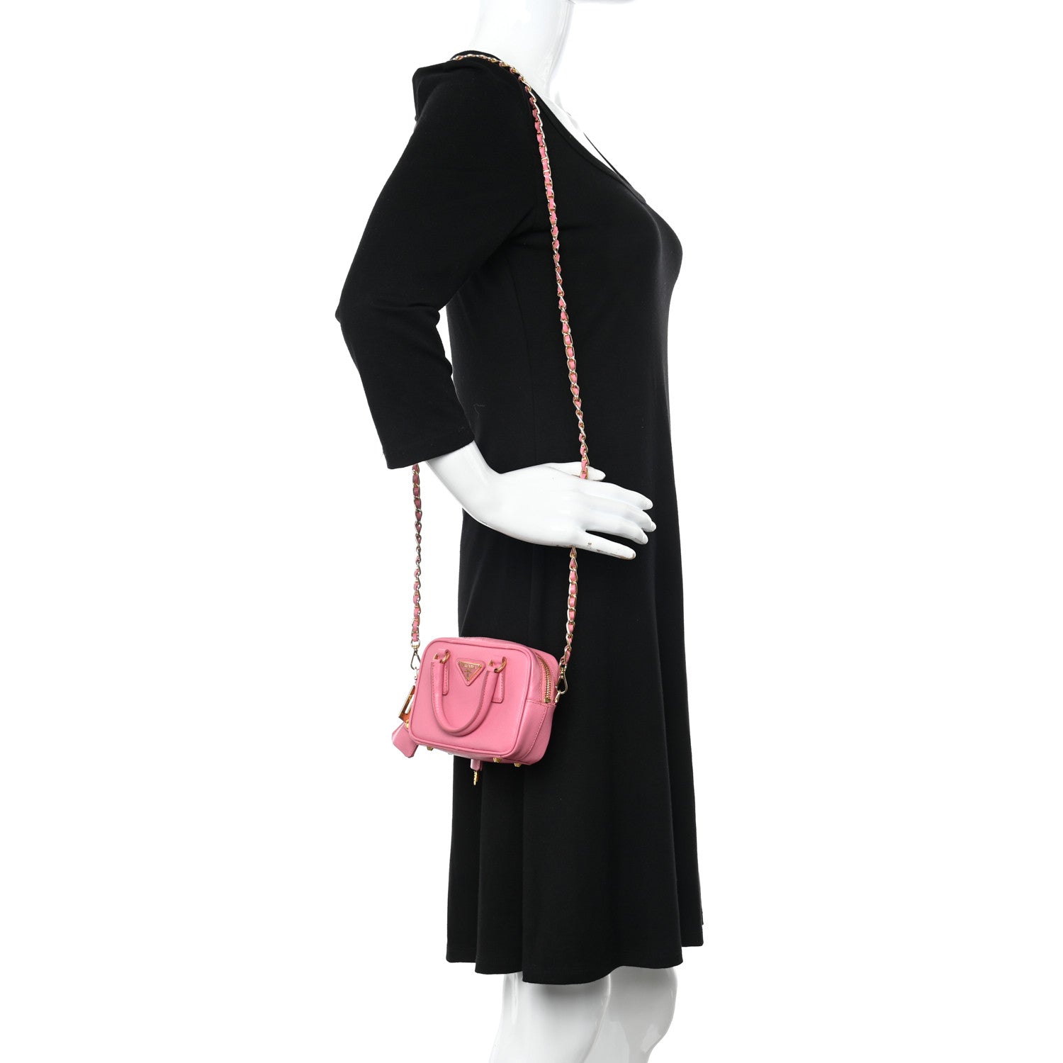 Prada Saffiano Lux Mini Top Handle Crossbody Bag Geranio 2 of 17