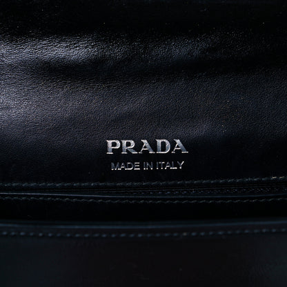 Prada City Calf Plex Ribbon Bag Black Rosa 7 of 9