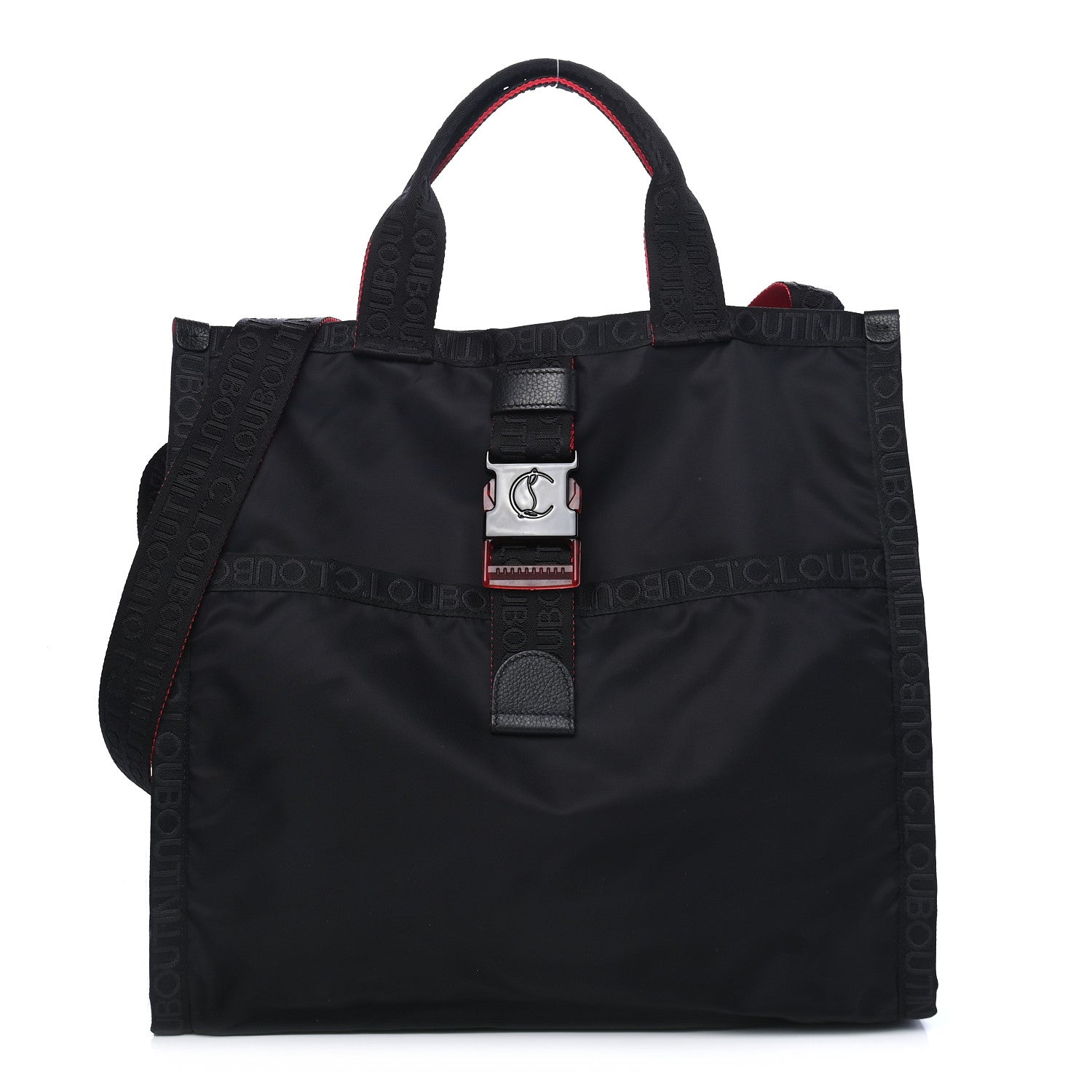 Christian Louboutin Nylon Calfskin Loubiclic Logo Tote Bag Black 1 of 8