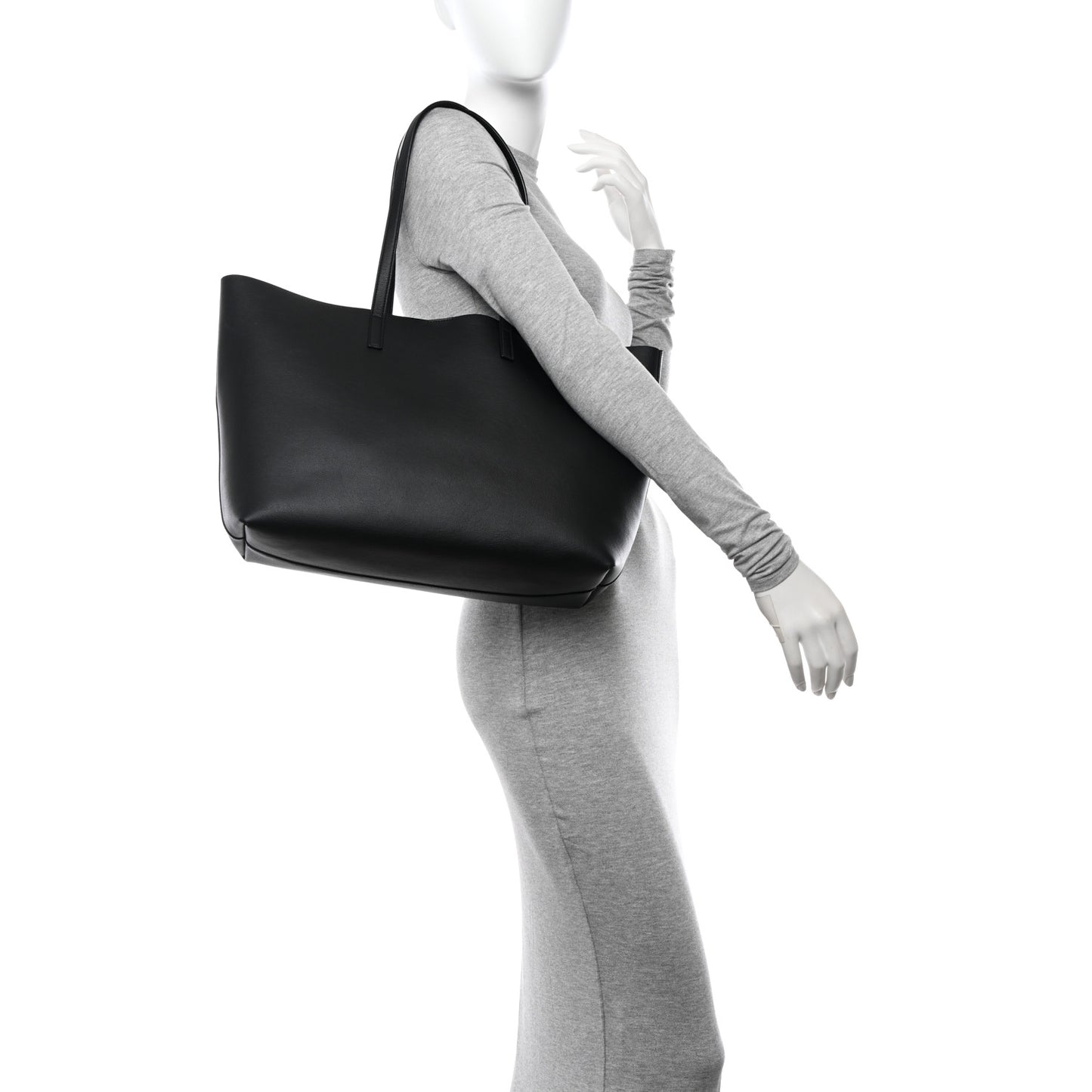 Calfskin East West Shopping Tote Black