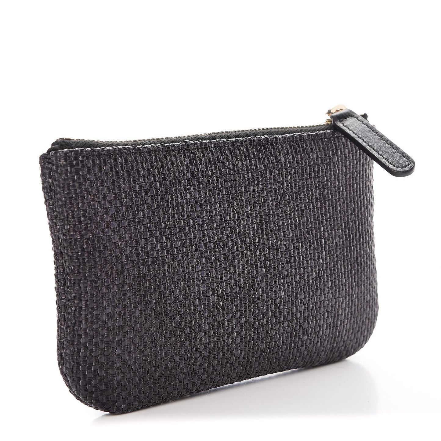 Woven Straw Raffia Deauville Cosmetic Pouch Black