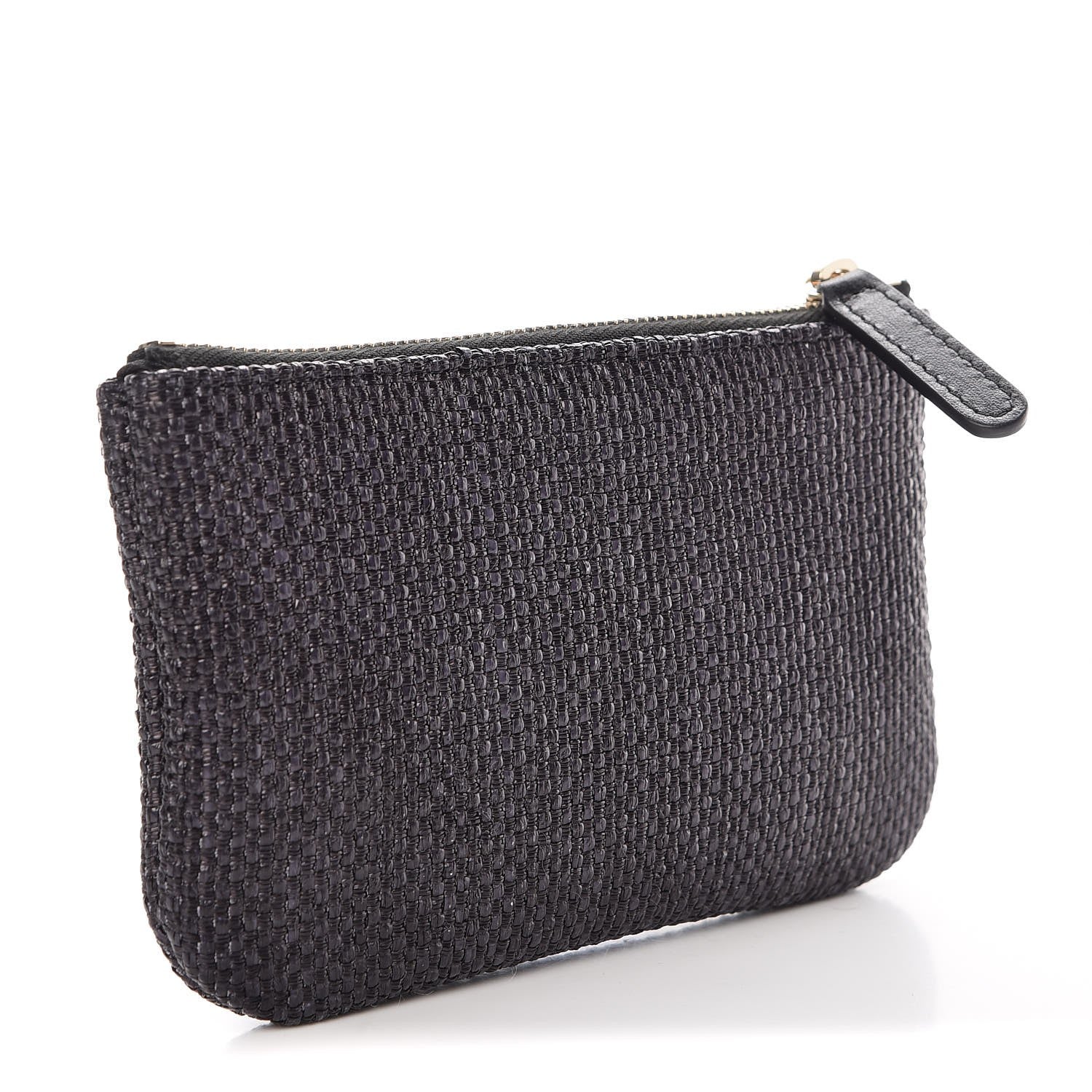 Chanel Woven Straw Raffia Deauville Cosmetic Pouch Black 3 of 8