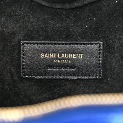 Saint Laurent Metallic Calfskin Matelasse Chevron Monogram Small Love Heart Chain Bag Blue Royal 7 of 10