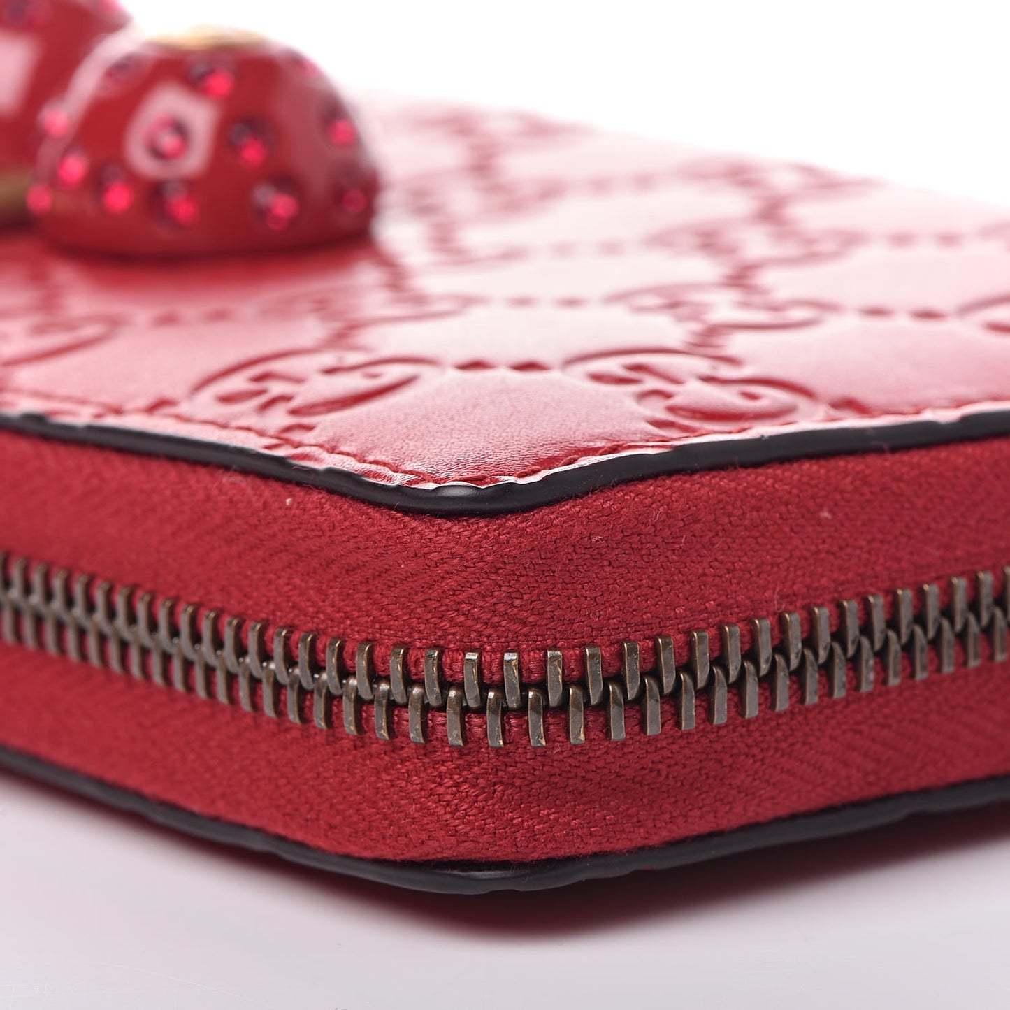 Guccissima Cherries Zip Around Wallet Hibiscus Red