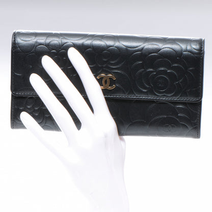 Chanel Lambskin CC Camellia Flap Wallet Black 2 of 9