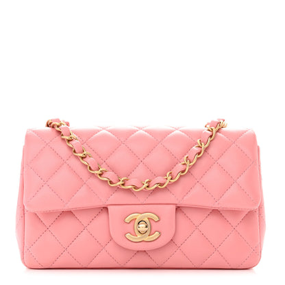 Chanel Lambskin Quilted Mini Rectangular Flap Pink 1 of 15