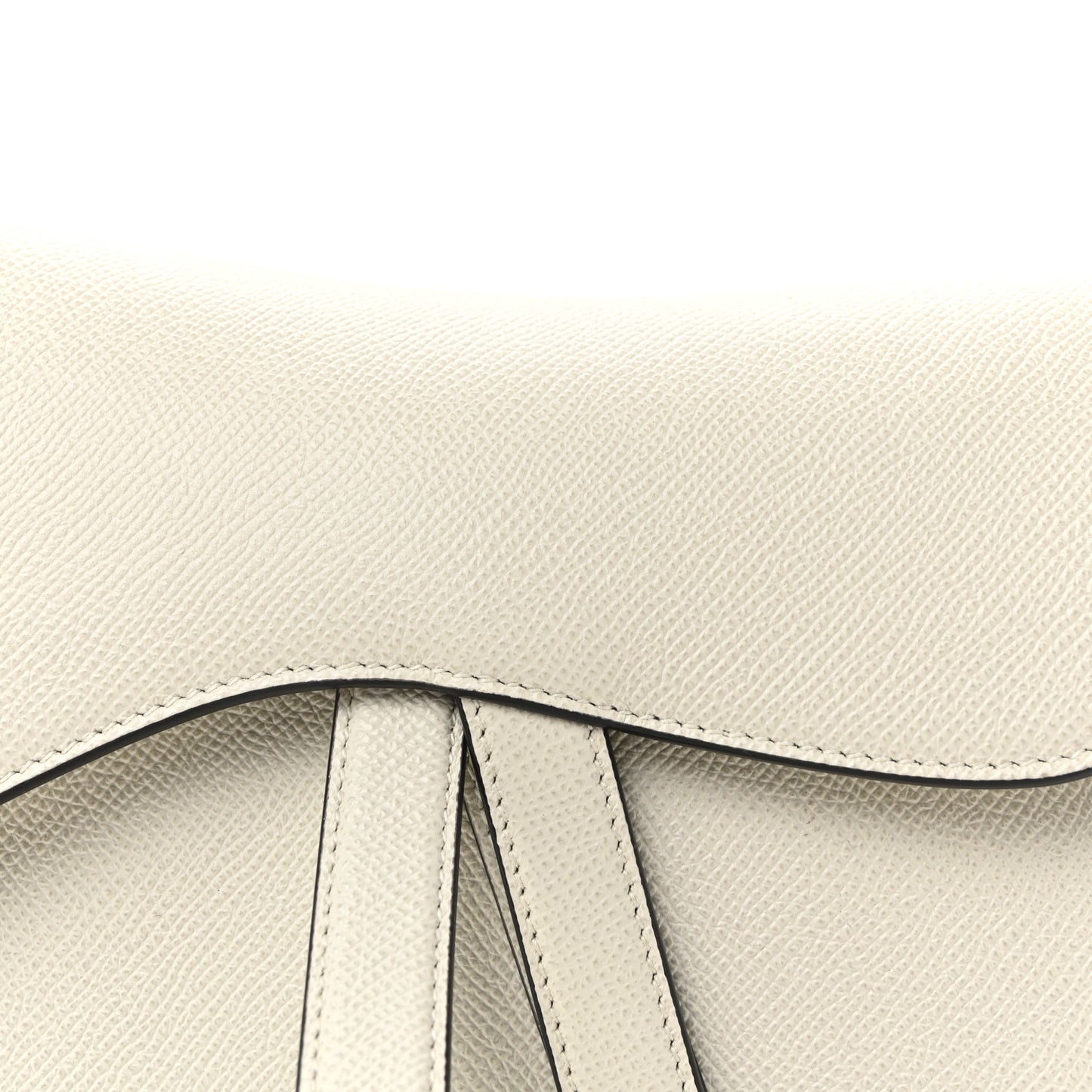 Grained Calfskin Saddle Bag White