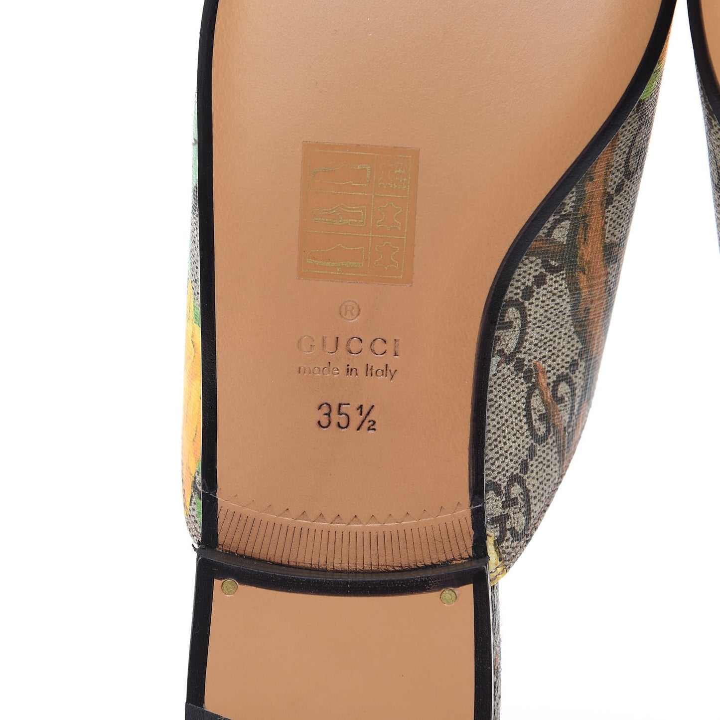 GG Supreme Monogram Tian Womens Princetown Slippers 35.5 Beige Ebony Multicolor