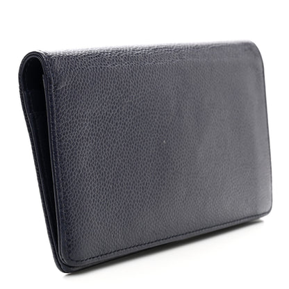 Chanel Caviar Timeless CC Yen Wallet Dark Blue 3 of 12