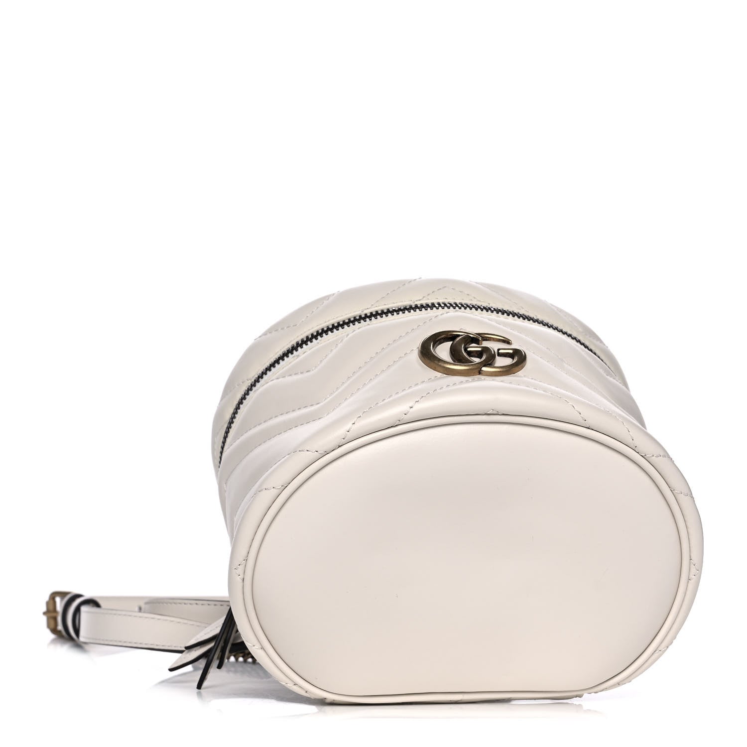 Gucci Calfskin Matelasse Mini GG Marmont Round Backpack White 4 of 10