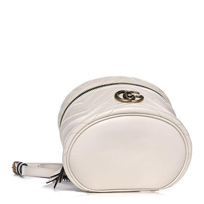 Gucci Calfskin Matelasse Mini GG Marmont Round Backpack White 4 of 10