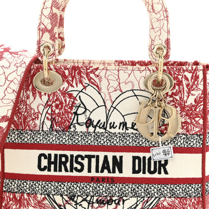 Christian Dior Canvas Embroidered Medium Dioramour D-Royaume Lady D-Lite Red Multicolor 8 of 10