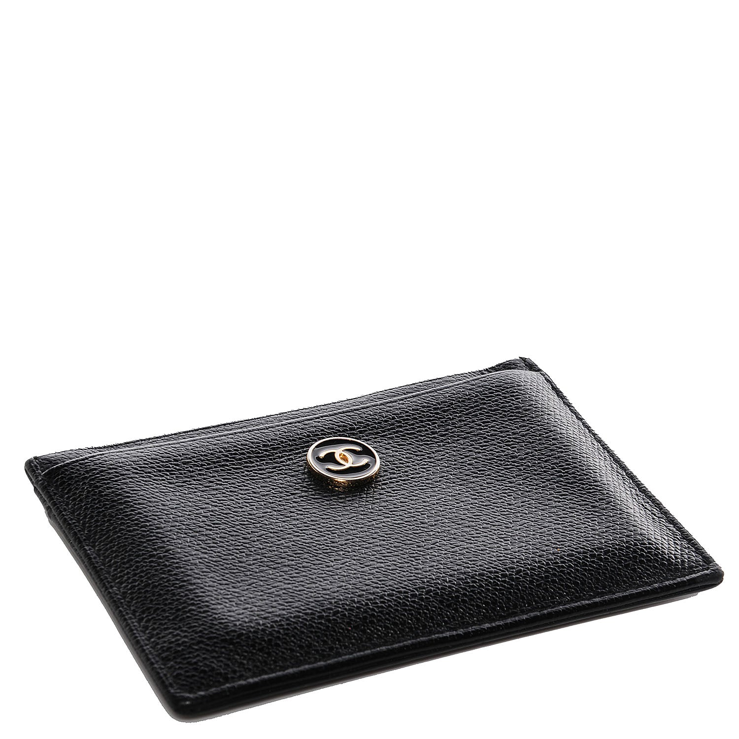 Chanel Calfskin CC Button Card Holder Case Black 4 of 8
